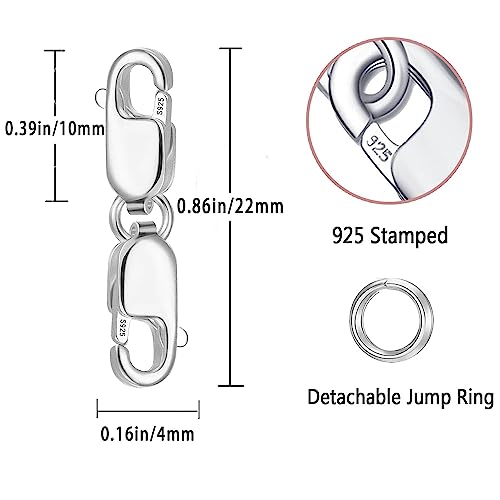 Bracelet Extender Double Lobster Clasp 925 Sterling Silver and Gold Pleted Necklace Clasps and Closures for DIY - color: 1Silver1Gold, size: 0.86 x 0.16 inch