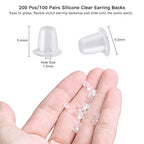 Earring Hooks Silver Plated Hypoallergenic Ear Wires for DIY Jewelry Findings （200PCS Earring Hooks+200 PCS Earring Backs） - color: A-Silver