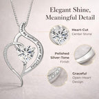Forever Connected Mother & Son Necklace – Heart Pendant Gift for Mom, Sterling Silver Jewelry for Mother's Day or Birthday - style: Mom A