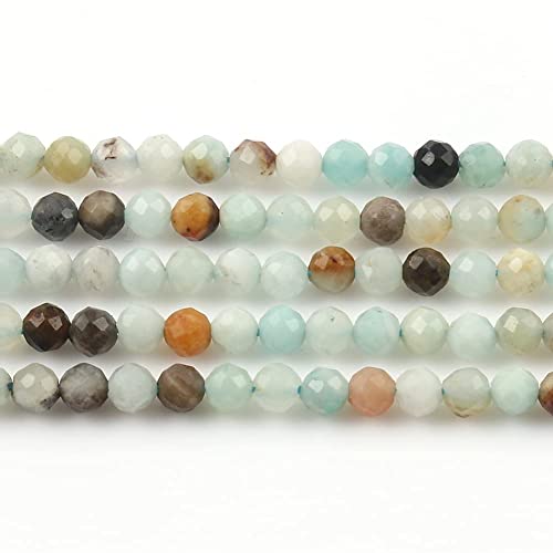 Song Xi 180pcs 2mm Natural Amazonite Gemstone Beads Faceted Round Loose Stone Beads for Jewelry Making - color: Amazonite, size: 1.9-2.4mm
