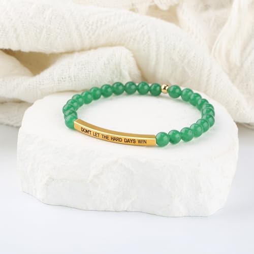 INSYOHO Dont Let the Hard Days Win Bracelet – Inspirational Healing Crystal Bracelet for Women & Men, Agate & Amethyst Beaded Adjustable, Motivational Gift for Stress Relief & Positivity - color: Green Aventurine