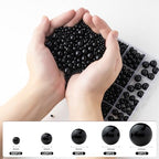 1200Pcs Black Beads, Acrylic Pony Beads, 4/6/8/10/12mm Round Smooth Bead for Bracelets, Spacer Pearl Craft Beades for Bracelet Necklace Jewelry Making (Black) - color: black