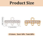 20 Pcs 2 Colors Brass Zirconia Multi Strand Clasps, 3-Layer Clasp Connectors Rec Chandelier Component Links Adjustable Layer Clasp for Jewelry Bracelet Necklace Making