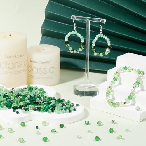 SUNNYCLUE 1 Box 1000pcs Green Glass Beads Rondelle Crystal Beads 8mm Bulk Faceted Flat Round Abacus 4mm 6mm Loose Spacers for DIY Crafting Jewelry Making Bracelet Necklace Earring Supplies Women