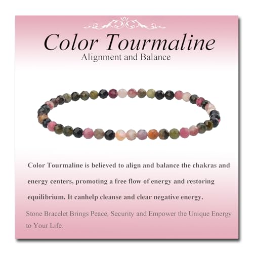 MASSIVE BEADS Natural Genuine Gemstone Beads Healing Crystal Chakra Reiki Jewelry Faceted Round Beads Bracelets 3mm - color: Color Tourmaline A