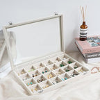 Wudygirl Jewelry Organizer Earring Holder Jewelry Tray with Lid Velvet Jewelry Box Jewelry Display Case Bracelet Earrings Ring Holder for Women Dresser (Beige 24 Grid Jewelry Tray) - style: Beige 24 Grid Tray