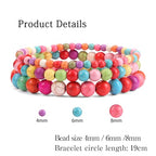 3 PCS Healing Crystal Bracelets for Women 8mm Natural Stone Beaded Stretch Bracelet Amethyst Jewelry Gifts - color: 4,6,8mm colorful