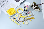 MAIBAOTA 120 Pcs Yellow Silicone Beads 15 mm Yellow Beads for Keychain/Pens/Bracelet/Necklace Making Focal Beads Loose Rubber Round Silicone Beads Bulk for Craft Making（with Boxed Kits） - color: Yellow