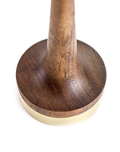 QWORK Wooden Ring Holder for Jewelry, Black Walnut Wood with Brass Stand Modern Display, Gift For Wedding & Anniversary - size: 1 Pc