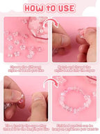 Acrylic Pastel Beads for Jewelry Making, Kalolary Colorful Bow Butterfly Flower Beads Kawaii Plastic Candy Heart Bead Cute Macaroon Aesthetic Bead for Bracelet Necklace DIY Supplies (Pink) - color: Pink
