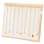 Necklace Dispaly Stand with 18 Hooks, Wooden Velvet Necklace Organizer Holder for Dispaly Necklaces Bracelet, Jewelry Stand Display with Elastic band for Selling Vendors Home,Beige