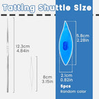 BUTUZE Tatting Shuttle Kit, 5 PCS Plastic Tatting Shuttle with Beading Needles Crochet Hooks Knitting Needles Big Eye Needles Tatting Needles for DIY Hand Lacemaking Craft Tool Weave Yarn Set - size: 5 PCS