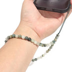 Semi-Precious Gem Stones Beaded Phone Charm Cell Phone Lanyard Wrist Strap Handmade Natural Gemstone Phone Chain string - color: Green Grass Stone
