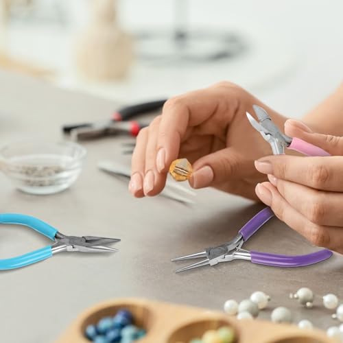 5 Pcs Jewelry Making Pliers Tools,Includes Needle,Round,Chain, Bent & Zipper Pliers for Repair, Wire Wrapping & Crafts DIY Craft Jewelry Making Supplies - style: 5pcs-Mixed Color