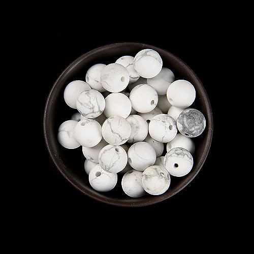 65Pcs Matte White Howlite 6mm Beads Natural Stone Round Gemstone Genuine Real Stone for DIY Bracelet Jewelry String Making - color: Matte White Howlite, size: 6mm