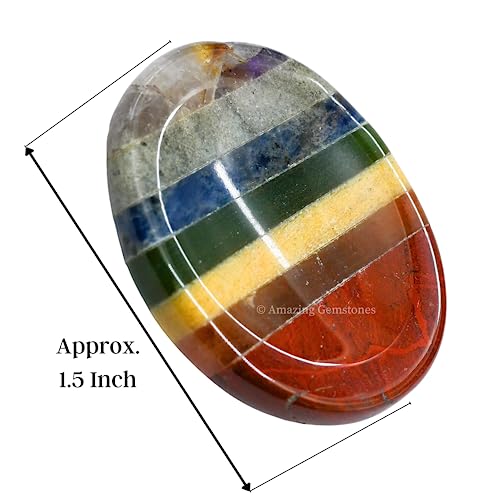 Amazing Gemstone 7 Chakra Worry Stone Meditation Crystals and Healing Stones - color: 7 Chakra