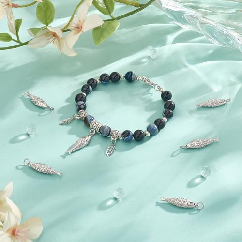 BENECREAT 8Pcs Brass Fish Charms, Gold & Platinum Sea Animal Fish Shaped Pendants for DIY Bracelet Necklace Earrings Jewelry Making - color: Platinum