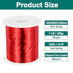 MECCANIXITY 42 AWG Magnet Wire, 42 Gauge Enameled Copper Wire, 1 Lb Magnetic Coil Wire for Transformer, Motor, Electric, 155C(311F) - size: 42 AWG