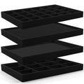 Lainrrew Jewelry Tray, 4 Pack Jewelry Organizer Velvet Jewelry Tray Stackable Jewelry Trays, Necklace & Earring Holder, Divided Bracelet & Ring Storage, 13.8"x9.5"x1.2" - Elegant Display Case (Black) - color: Black