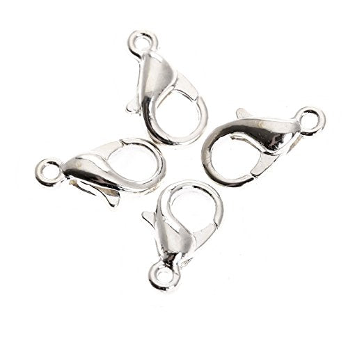dophee Lobster Claw Clasp for Jewelry Making, 100-Pack Curved Lobster Clasp Clips Small Fastener Hook Connected Buckle Repair Accessories for Jewelry Craft DIY Bracelet Necklace Earrings, Silver, 10mm - color: Silver, size: 10mm