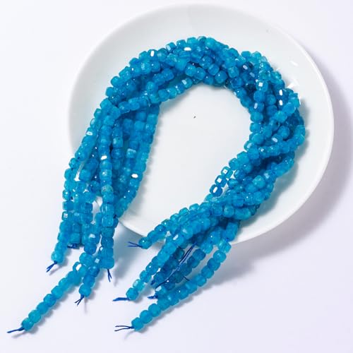 Natural Faceted Apatite Cube Stone Beads 5-5.5mm 60pcs/str Loose Square Semi Gemstone Stone Beads for Making Bracelets Necklace Earrings - color: Apatite
