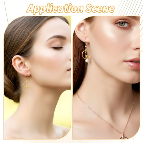 12Pack Gold Earring Hooks for Jewelry Making, Leverback Ear Wire Findings Women Ear Ring Charms, Lever Back Dangle Earring Clasps - Stainless Steel