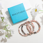 3Pcs Natural Healing Crystal Bracelets for Women Men, 4mm 6mm 8mm Beaded Stretch Bracelet Set, Black Tourmaline Natural Stone Gemstone Jewelry Gifts for Meditation, Reiki & Yoga - color: Pink Zebra Jasper