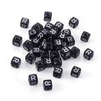 FASHEWELRY 500Pcs Cube Acrylic Letter Beads 5x5x5mm Black Square Letter R Alphabet Beads for DIY Bracelet Necklace Jewelry Making - color: Letter R