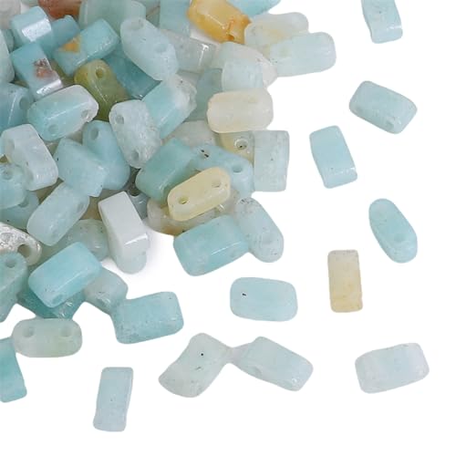Beadia Natural Amazonite Stone Tila Beads 5x2mm Rectangle 2-Hole Spacer Beads for DIY Bracelet Earring Making 15"/Strand - color: Amazonite, size: 5x2mm