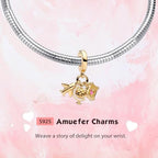 S925 Bead Dangle Charms for Bracelets Necklaces, Compatible with Pandora, Jewelry Making - style: Travel Aroud the World 3-in-1 Charm 14K Gold Plated