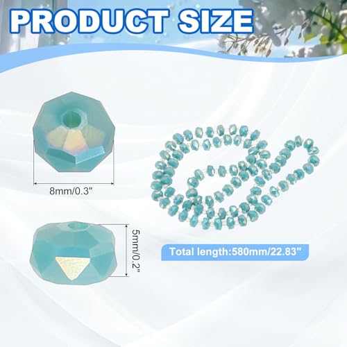 PATIKIL 75 Pcs 8mm OD 5mm Thick Crystal Glass Beads, Rondelle Crystal Beads Faceted Cut Gemstone Strand with Spacer Beads for Craft, Bracelet, Necklace, Turquoise Blue Porcelain - color: Turquoise Blue Porcelain