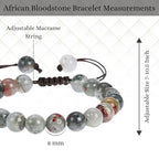 ANAYA AGATE Energy Protection Crystal Handmade Adjustable Bead Bracelet Perfect for Men, Women’s Christmas Gift - Gemstone Healing Stretch Bracelet Pulsera Para Hombre Mujer Stocking Stuffer - color: African Bloodstone
