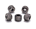 AD Beads Zircon Pave Rhinestones Big Hole Rondelle Spacer Beads 6x7mm 5Pcs Clear on Gunmetal - color: 5 Pcs Clear on Gunmetal 3 Row Rondelle (6x7mm)