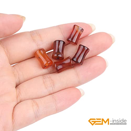 GEM-Inside 30Pcs 8x12mm Natural Brown Dreamlace Agate Stone Plant Bamboo Knot Bone Charms Beads for Jewelry Making Power Energy Chakra Stone Beads - color: Brown Dreamlace Agate