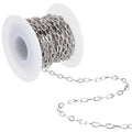 16.4 Feet/5M Stainless Steel Cable Chain Roll with Plastic Spool Silver Oval 7 x 4mm Textured Soldered Jewelry Link Chain Connectors for Jewelry Making Necklaces Bracelets DIY Crafts