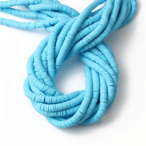 3600 pcs Blue Clay Beads for Bracelets Making, 10 Strands Flat Round Polymer Clay Beads 6mm Spacer Heishi Beads for Jewelry Making Earring Necklace - color: Blue