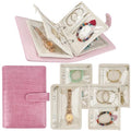 Travel Jewelry Organizer Case,Small Jewelry Bags Jewelry Storage Book Ring Binder with Clear Zipper Velvet Pouch for Women Traveling,Earrings, Rings, Necklace, Bracelet (Pink) - color: Pink