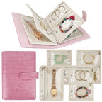 Travel Jewelry Organizer Case,Small Jewelry Bags Jewelry Storage Book Ring Binder with Clear Zipper Velvet Pouch for Women Traveling,Earrings, Rings, Necklace, Bracelet (Pink) - color: Pink