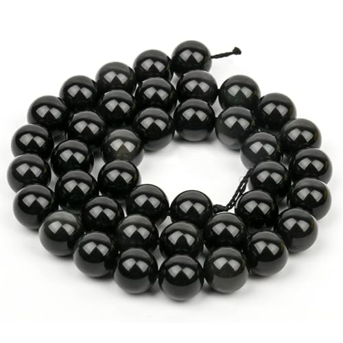 HAAMIIQII 90pcs 4mm Natural Black Obsidian Stone Stone Beads Round Loose Gemstone Beads for Jewelry Making Strand 15 Inch - color: Black Obsidian, size: 4mm 90pcs