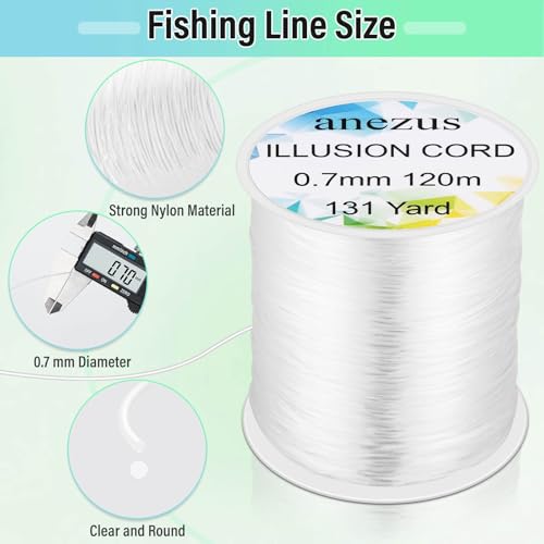 Anezus Fishing Wire for Hanging, Clear Fishing Line Invisible String Strong Monofilament Line for Hanging Decorations and Crafts - style: 0.7mm, 60lb