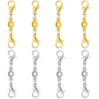 Magnetic Necklace Clasps and Closures, S925 Sterling Silver Magnetic Clasp Converter, Double Lobster Clasp Design (8pcs Gold Silver) - color: 8pcs gold silver