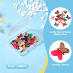 Beadthoven 12pcs/6 Pairs Butterfly Wood Resin Charms Connector Pendants, Mini Small Butterfly Wood Earrings Blanks Wooden Pendants for DIY Bracelet Jewelry Making Spring Boho Earrings Necklace Women - color: Butterfly