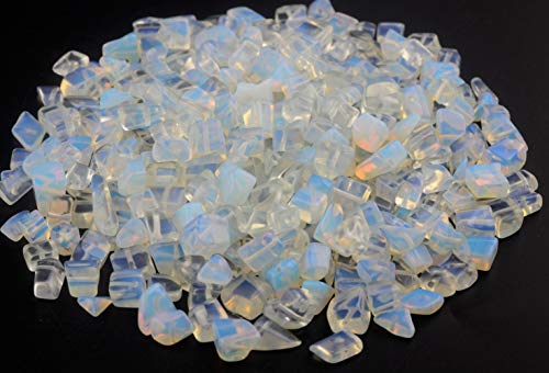 Natural Chip Stone Beads Opalite 5-8mm About 400 Pieces Irregular Gemstones Healing Crystal Loose Rocks Bead Hole Drilled DIY for Bracelet Jewelry Making Crafting (5-8mm, Opalite) - color: Opalite