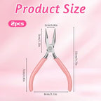 Mini Needle Nose Pliers Set, 2Pcs Needle Nosepliers for Jewelry Making, Pink Jewelry Chain Nose Plier, Small Craft Plier with Smooth Jaw and Comfort Grip Handle for Wire Bending Object Grasping - color: Pink