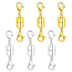 Double Lobster Clasp Magnetic Necklace Clasps and Closures 14K Gold and Silver Magnetic Jewelry Clasps Converters for Bracelet Necklaces Extender - color: 6Pcs | 3Gold & 3Silver