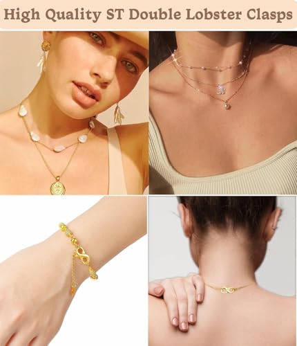 Double Opening Lobster Clasp 316 Stainless Steel Silver and Gold Pleted Necklace Bracelet Extender Clasps and Closures for DIY Jewelry - color: Gold 6Pcs, size: 16mm × 8mm