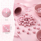 Ferreve 90 Piece Acrylic Dice Beads 10mm Dice Beads Bulk, Casino Games Birthday Party Supplies, Jewelry Making, Bracelet Necklaces Lanyard DIY Handicrafts (Pink) - color: Pink