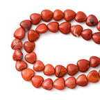 10mm Natural Red Stone Beads Heart Shape DIY Loose Gemstone Energy Healing Crystal Charms for Jewelry Making Handmade - color: Red Stone