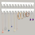 2 Pack Necklace Holder - Hanging Jewelry Organizer, Self-Adhesive, Wall Mount (White) - color: White