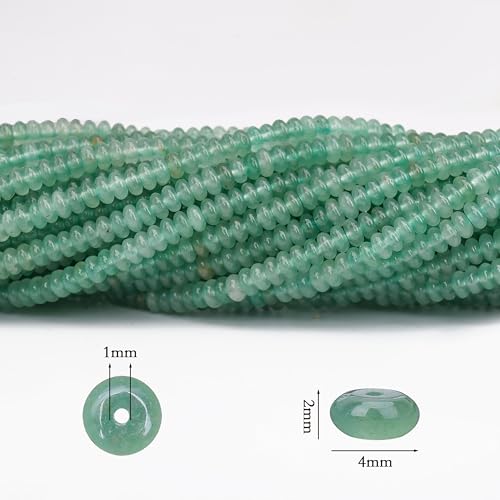 2 Strands (300PCs) Natural Green Aventurine Rondelle Beads, 2 * 4mm Gemstone Loose Spacer Abacus Disk Beads for DIY Bracelet Necklace Earrings Jewelry Making, Craft Supplies Beading Kit - color: Green Aventurine, size: 2*4MM